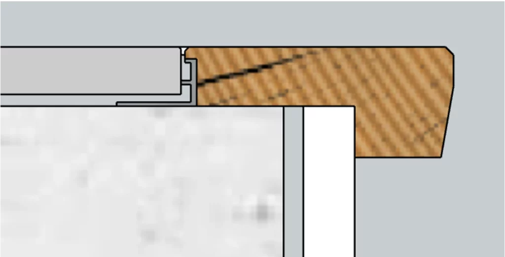 Schéma 3D d'un nez de marche de profil type chant pente